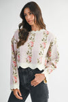 Scalloped Roses On A Vine Sweater Pink