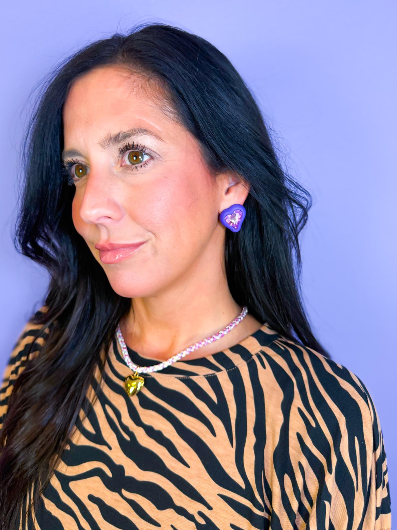 Heart Gem Stud - Purple