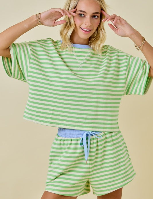 Weekend Stripes Set - Honeydew/Periwinkle