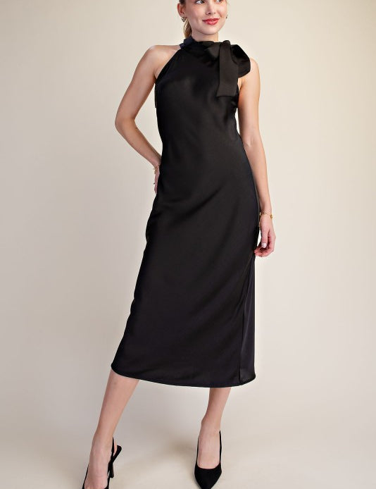 Evening Whisper Midi Dress - Black