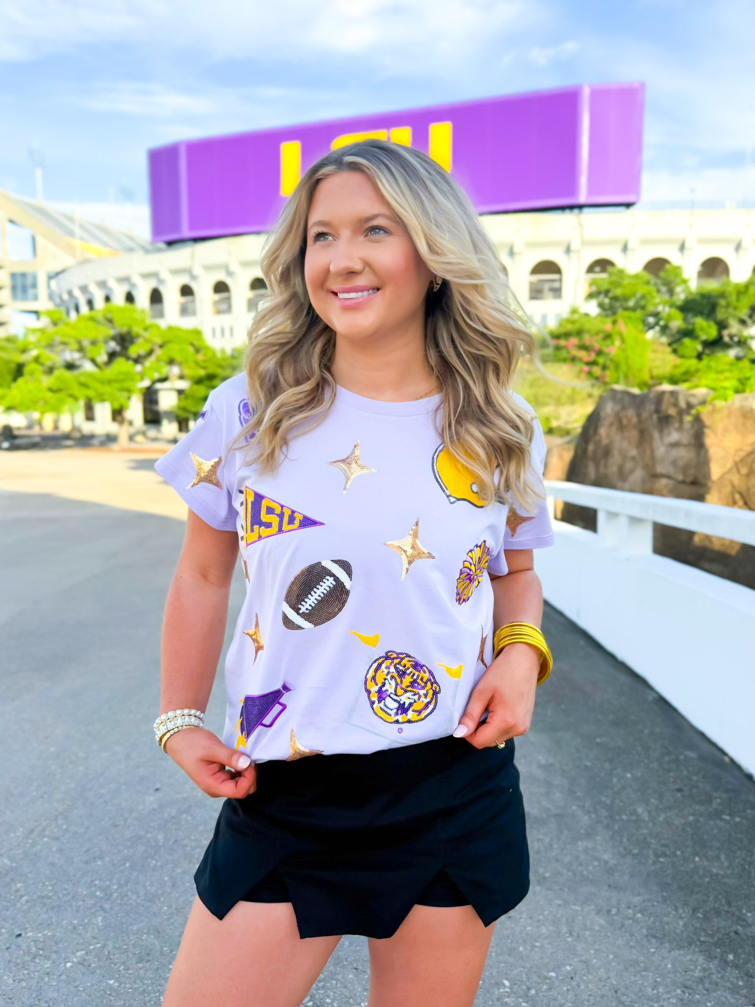 QOS Licensed LSU Sparkle Gameday Icon Tee