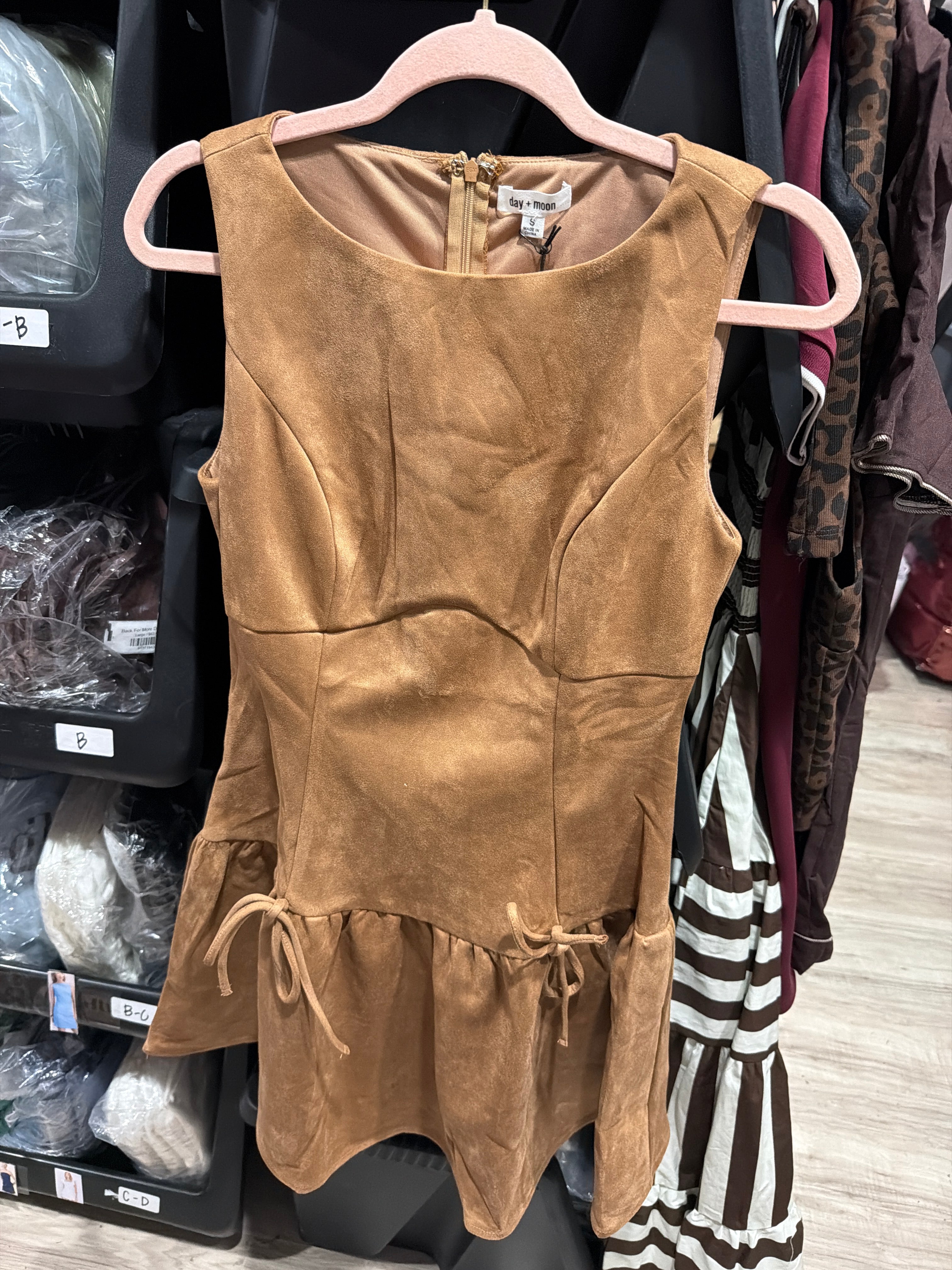 Sundown Suede Mini Dress - Camel
