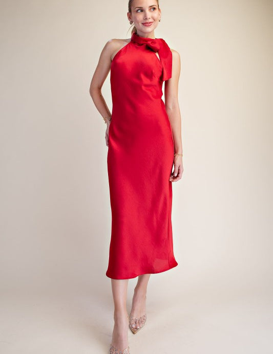 Evening Whisper Midi Dress - Red