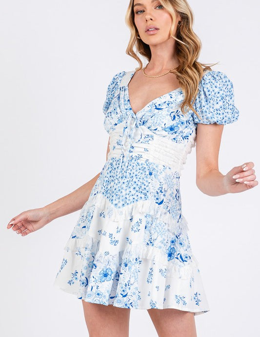 Ocean Bloom Mini Dress