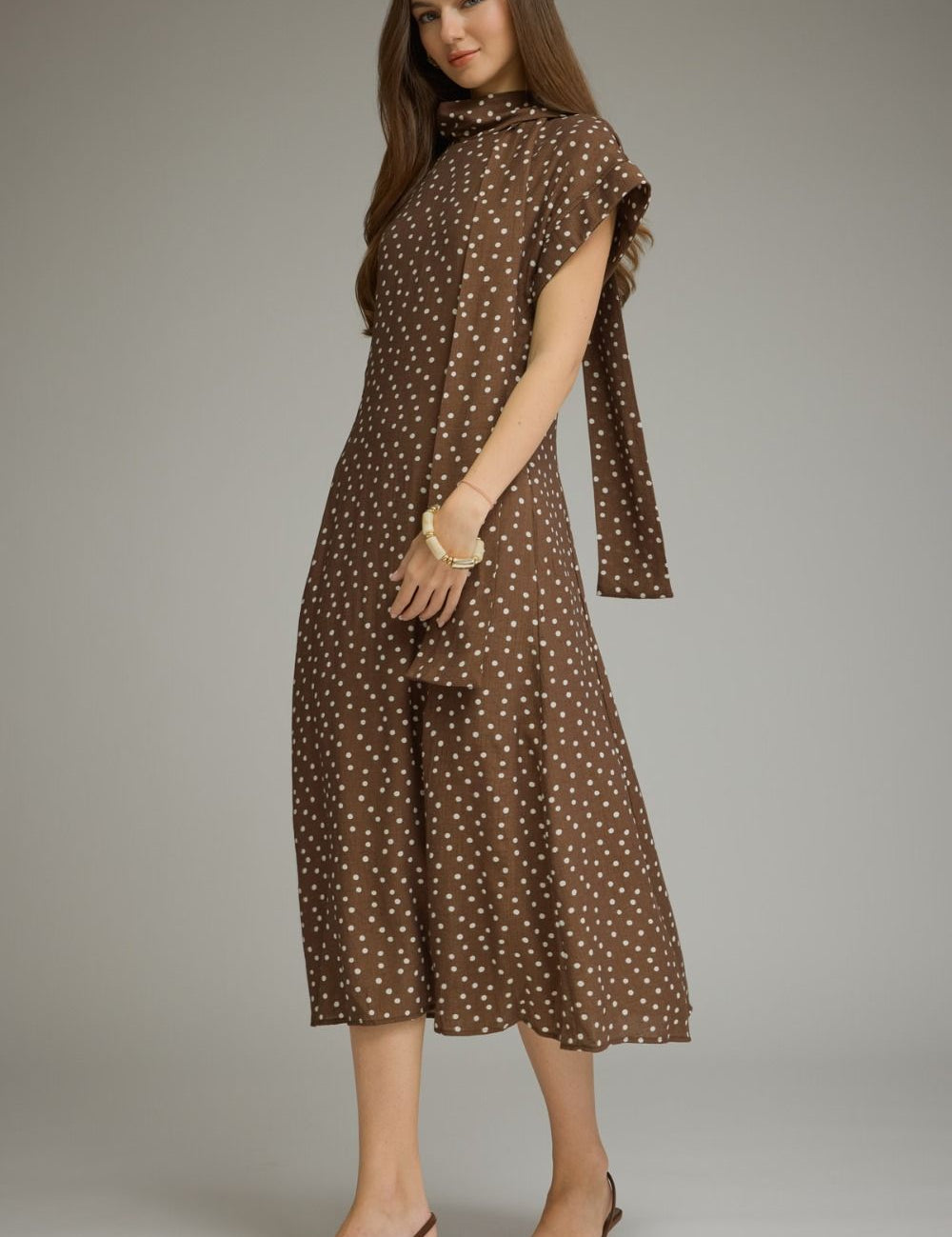 Poised & Pretty Midi Dress - Brown