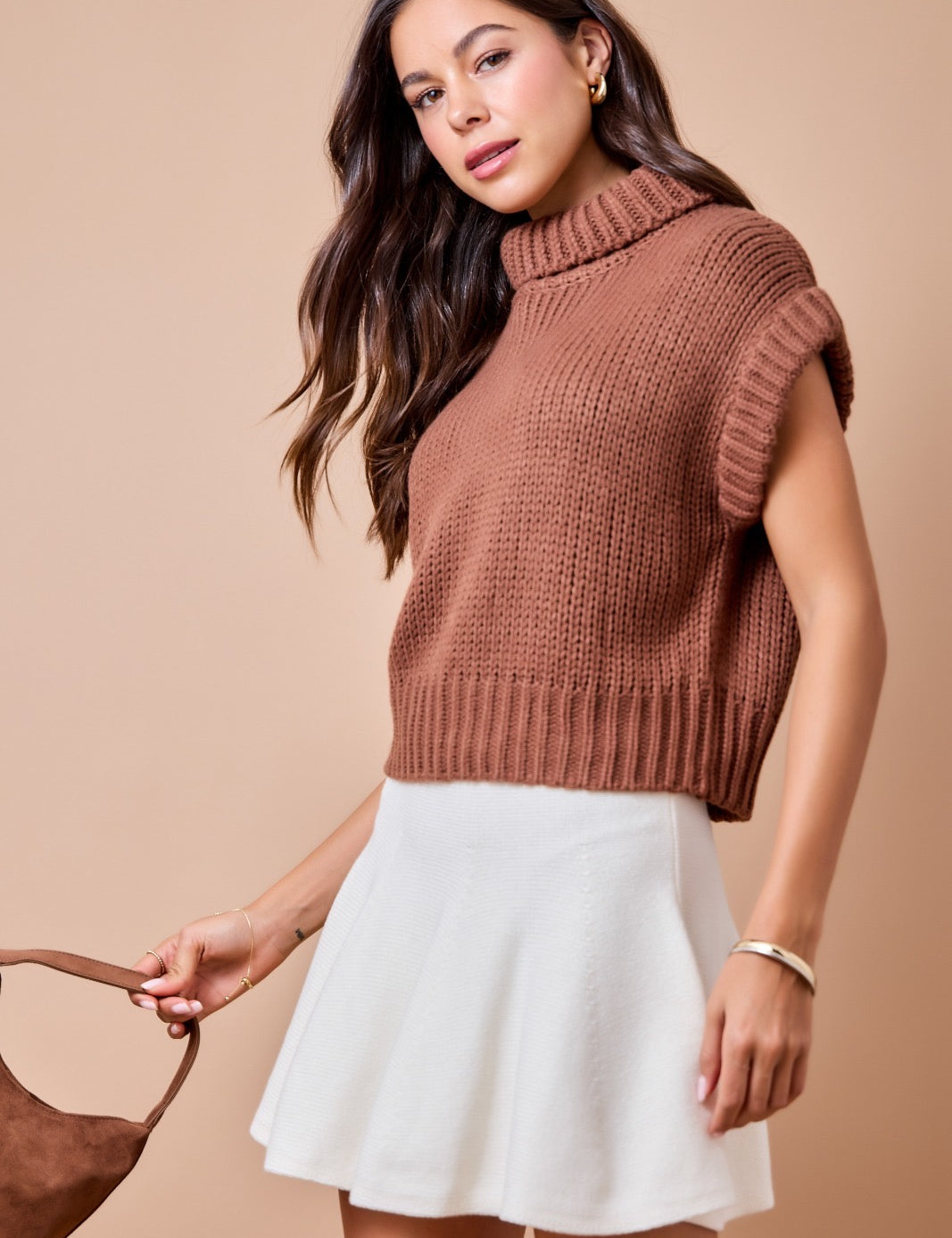 Softly Spoken Sweater Top - Brown