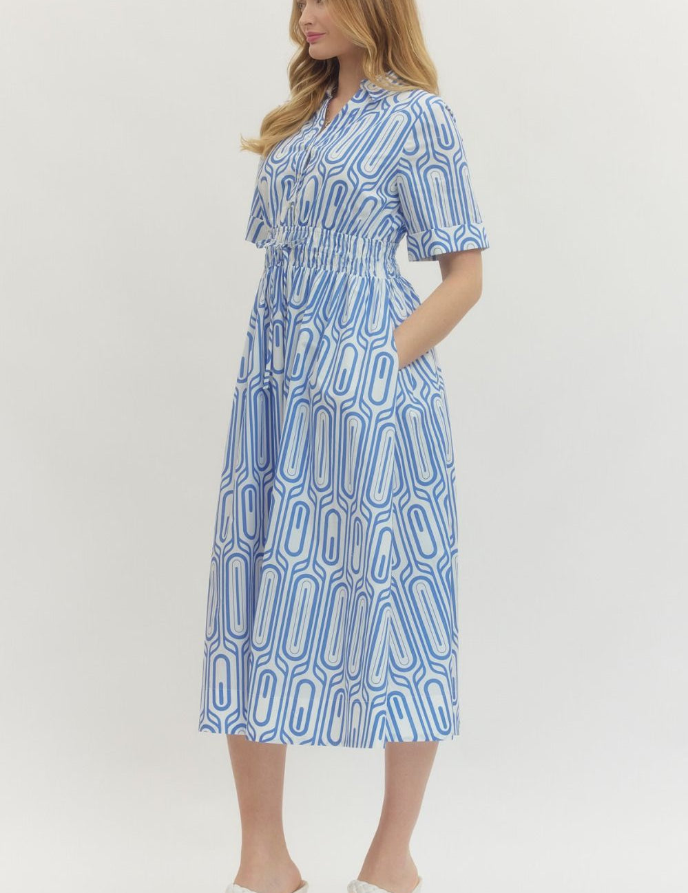 Modern Coastal Midi Dress Blue