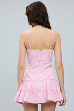Checkered Kiss Mini Dress - Pink