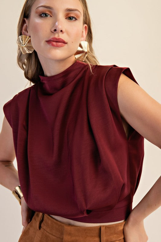 Pretty Please Top Burgundy