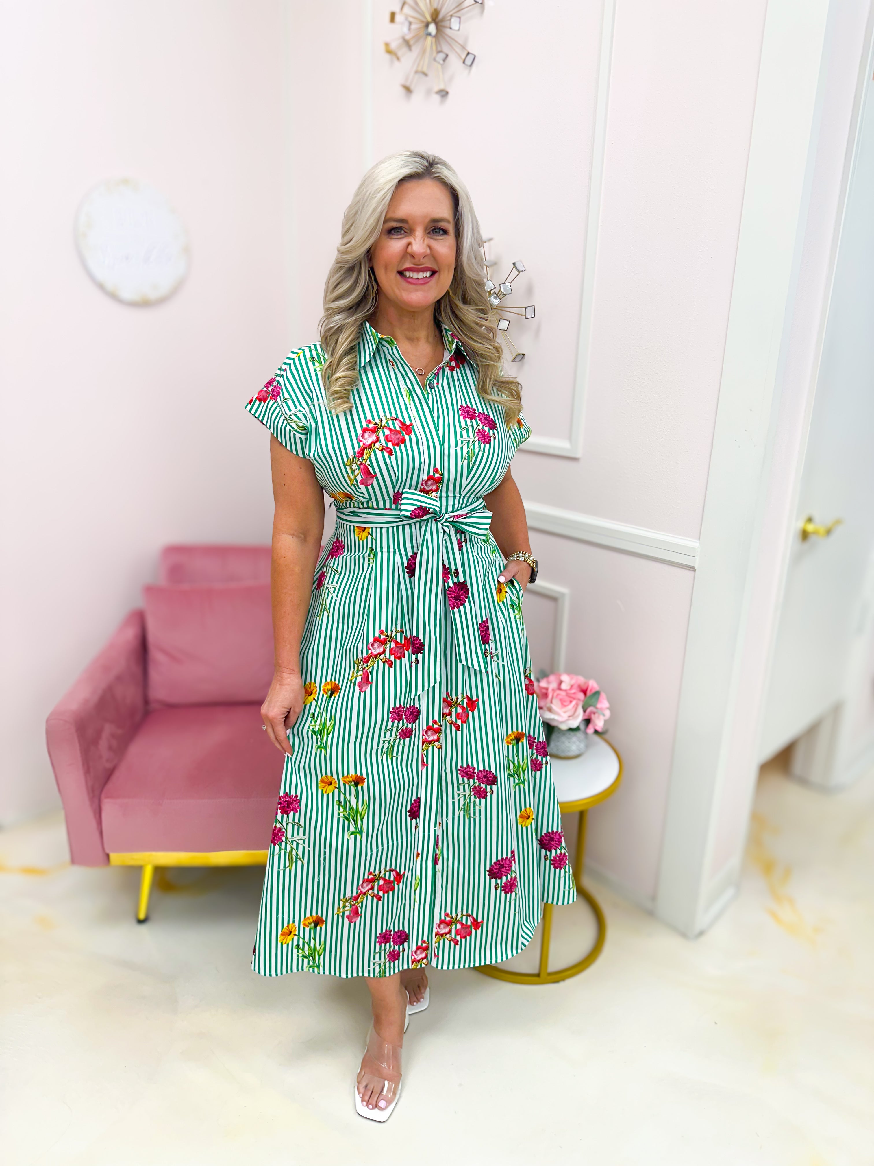 Floating Orchid Midi Dress