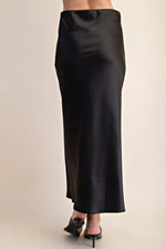 Gracefully Yours Satin Midi Skirt Black