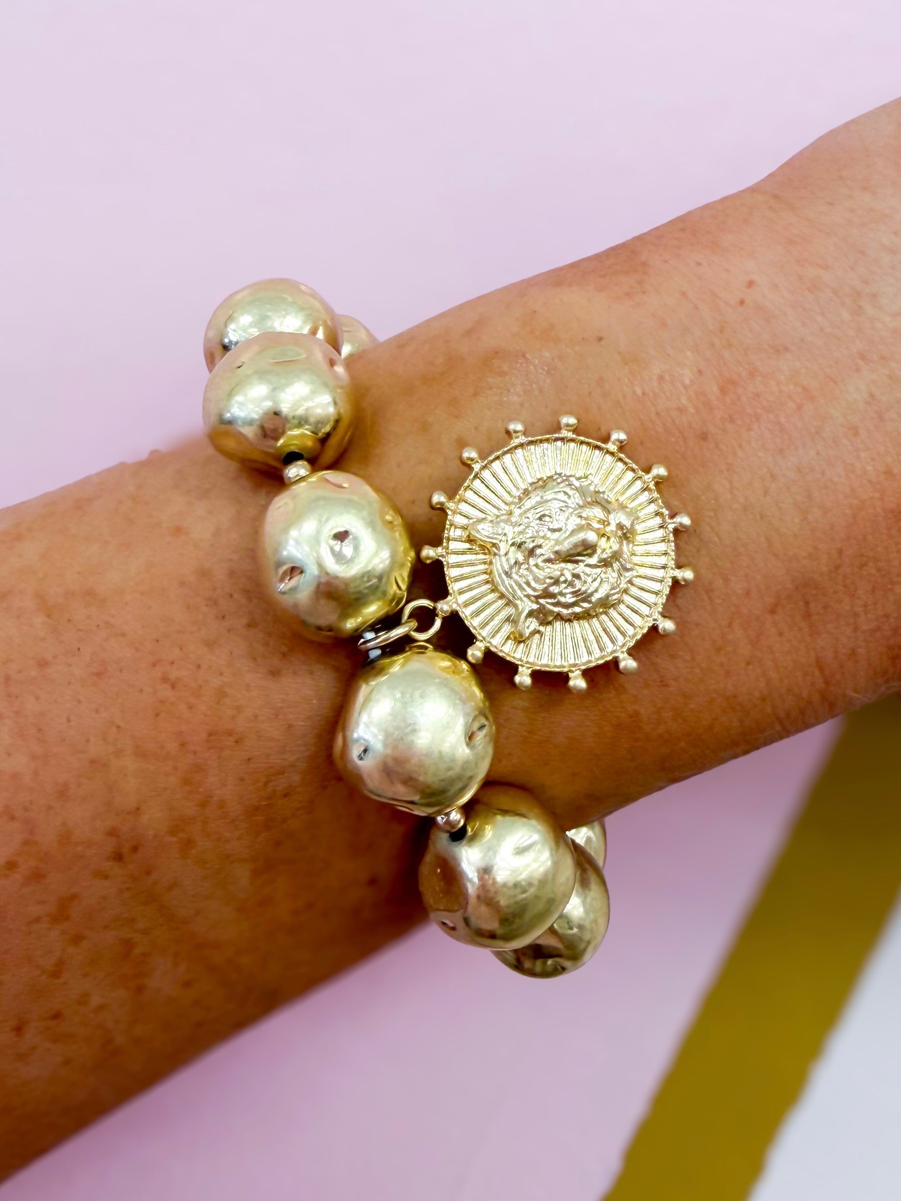 Carmen Coin Stretch Bracelet - Paw Gold