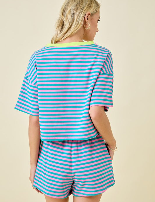 Weekend Stripes Set - Pink/Turquoise