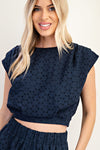 Floral Fanatic Top Navy