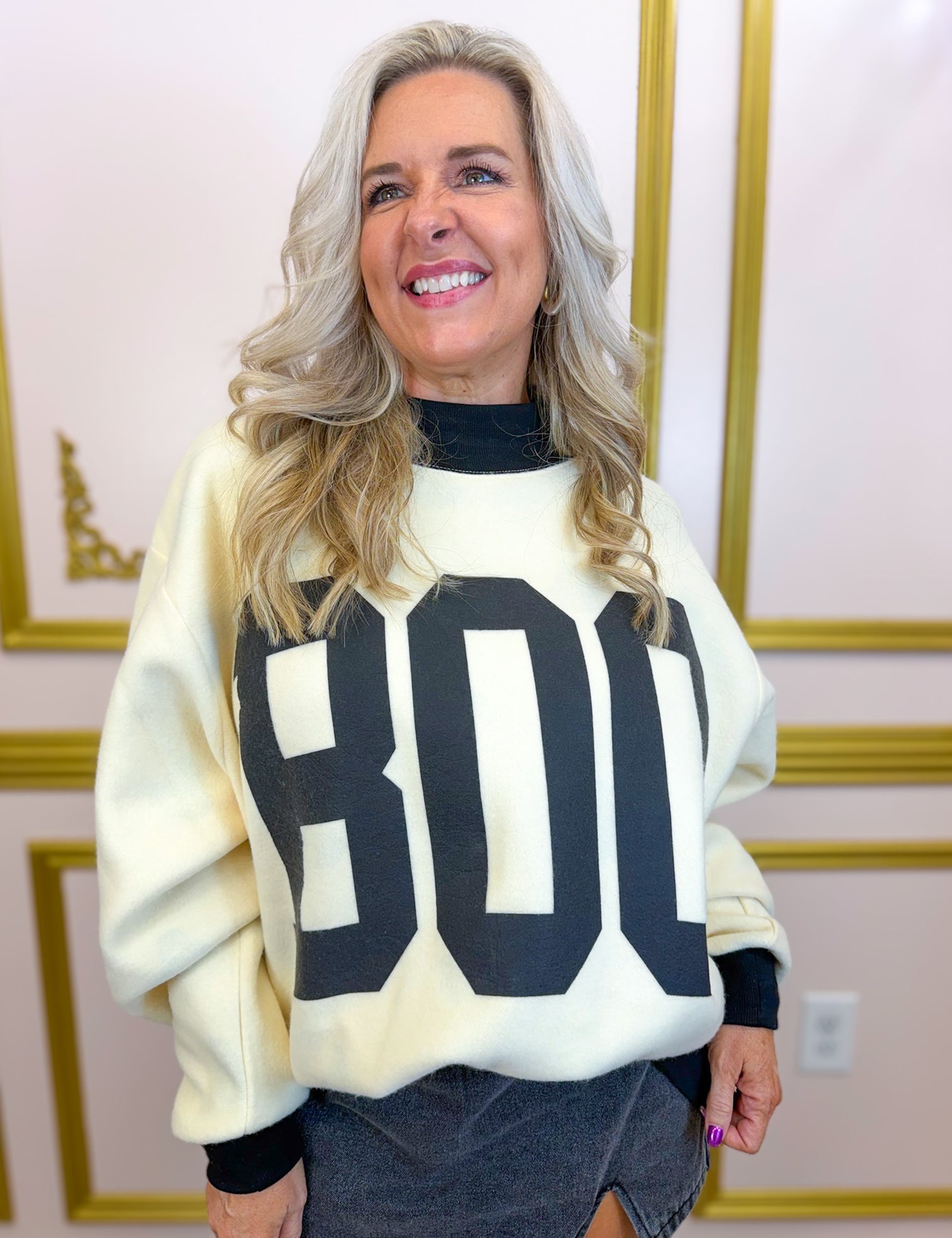 Boo Crew Mock Neck Sweatshirt