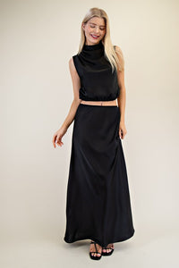 Sincerely Satin Skirt Black