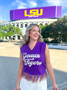 QOS Licensed LSU Feather Bottom Tank Sweater