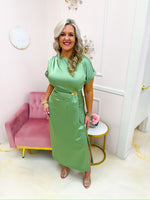 Grace Gathered Dress Sage