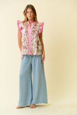 Spring Morning Floral Top Pink