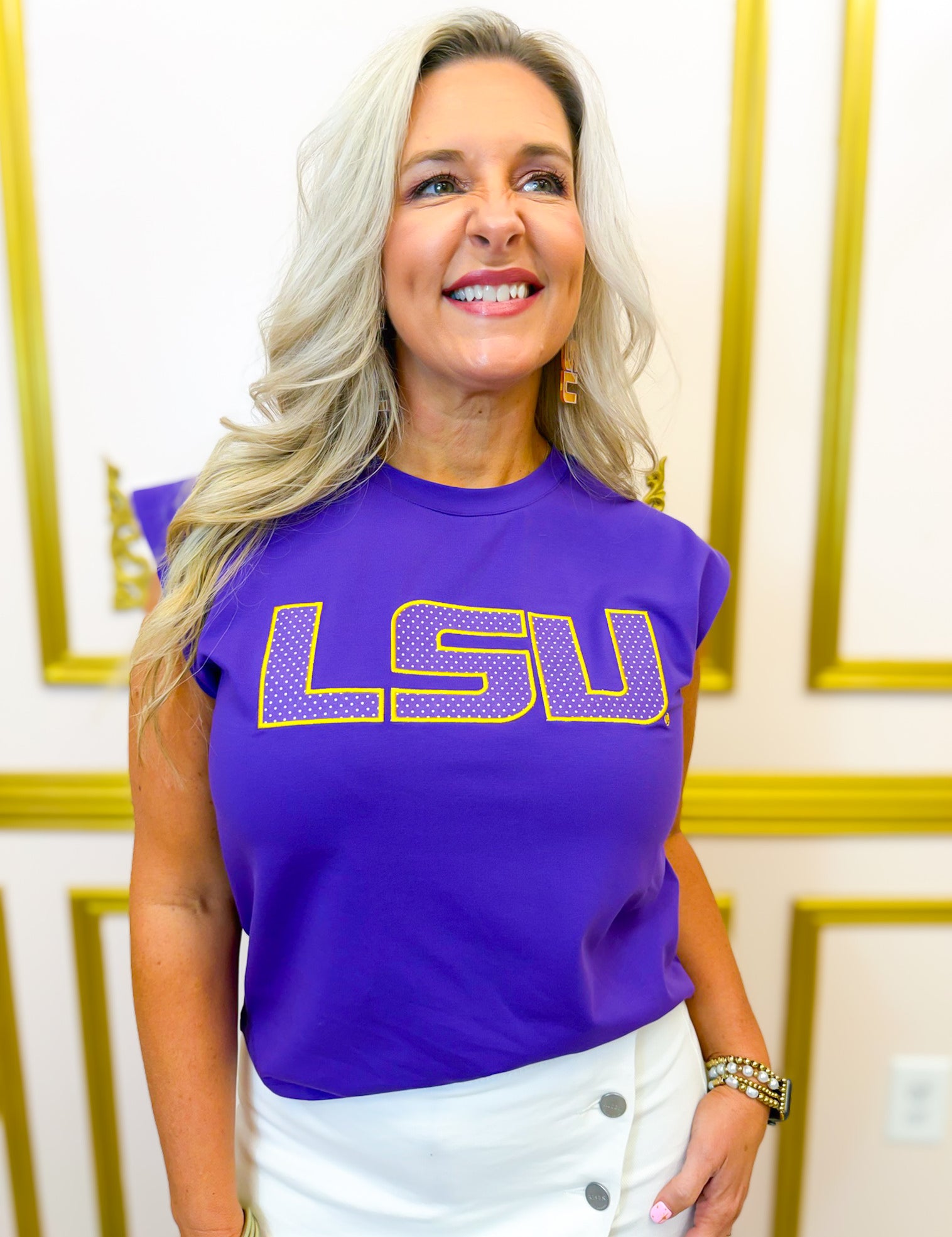 LSU Tigers Licensed Polka Dot Top - Purple