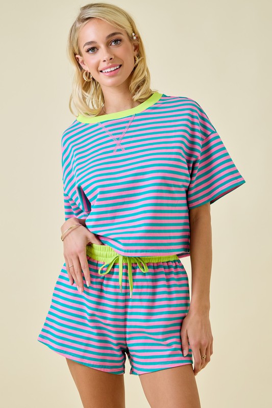Weekend Stripes Set - Pink/Turquoise