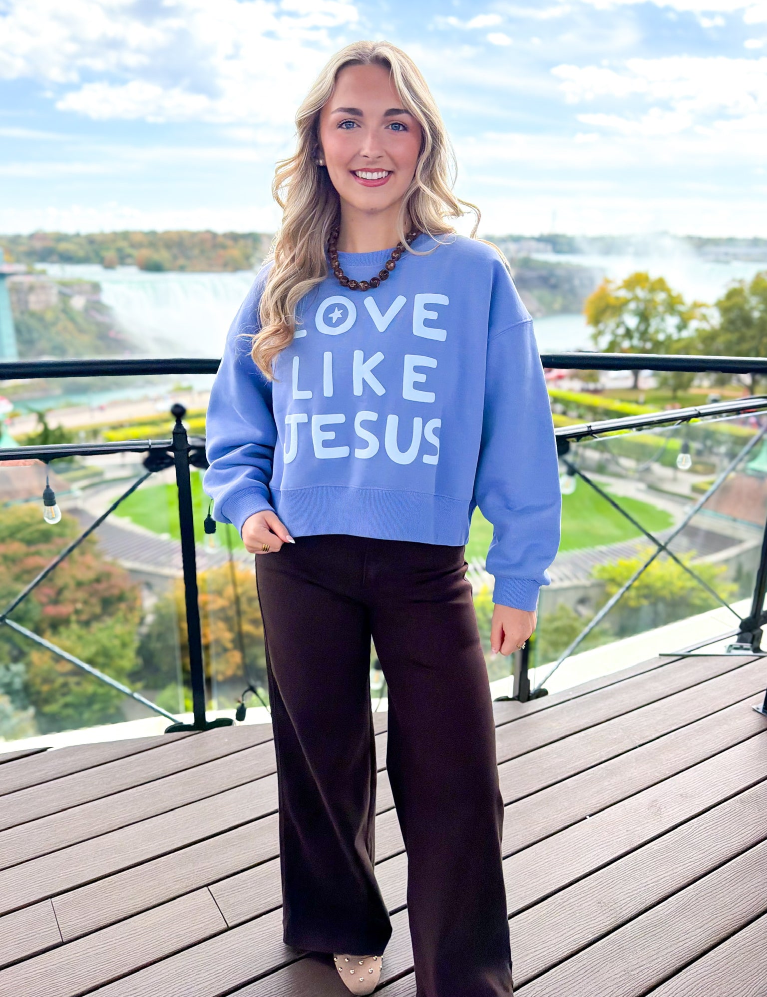 Love Like Jesus Crop Sweatshirt - Periwinkle
