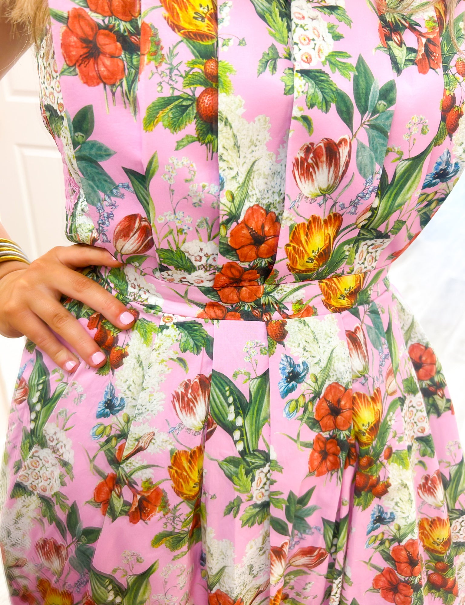 Hawaiian Garden Strapless Midi Dress