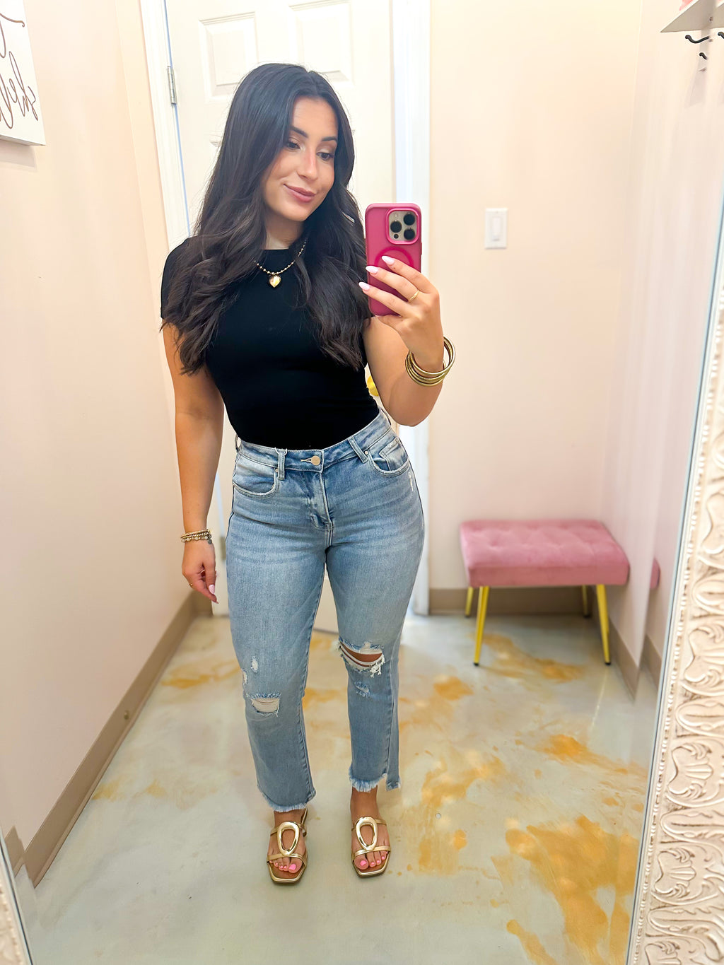 RISEN High Rise Cropped Jean