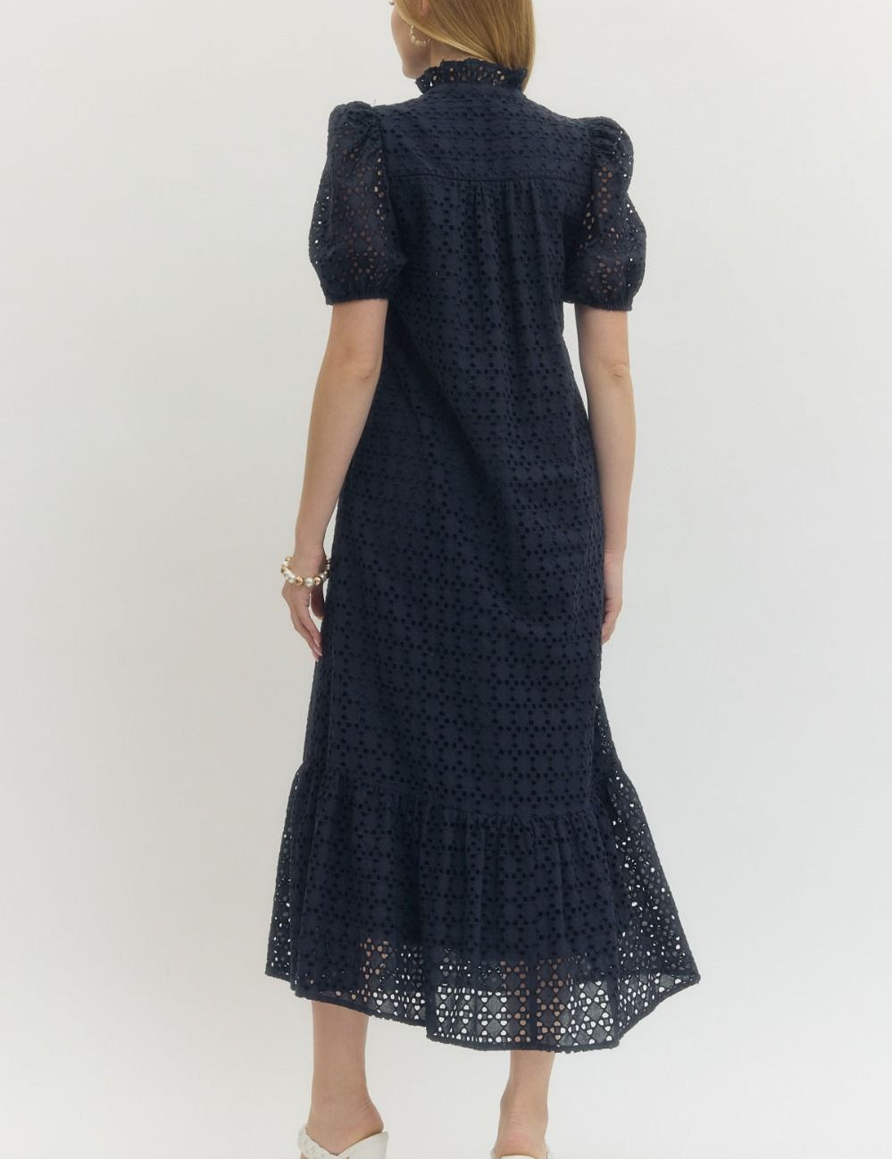 All Ruffled Up Dress -Navy