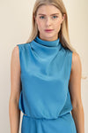 Sincerely Satin Top Blue