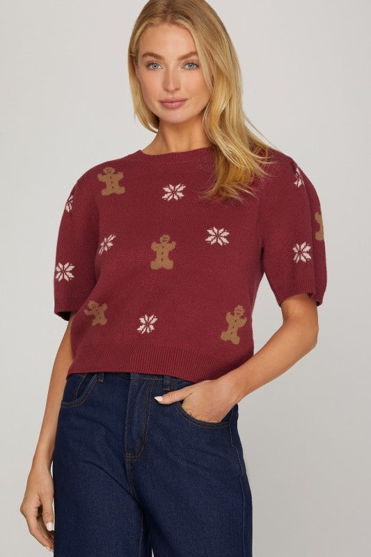 Gingerbread Snow Sweater Red