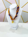 Purple & Yellow Tiger Scarf Charm Necklace