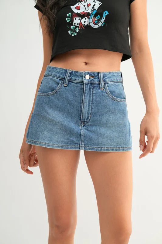 Denim Skort - Light Denim