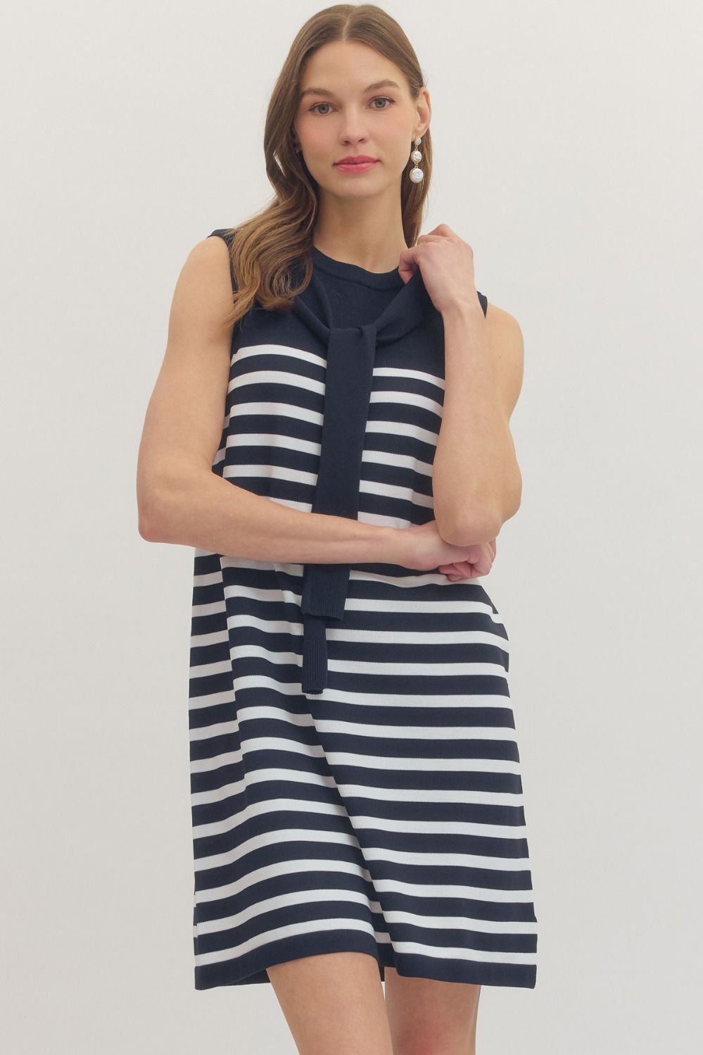 Preppy Chic Mini Dress - Navy