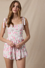 Hearts In Petals Romper - Blush