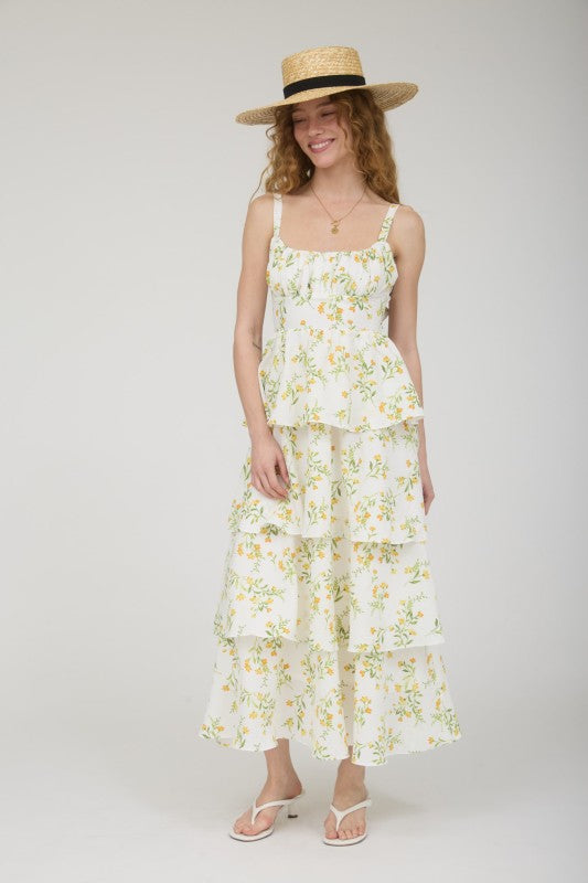 Garden Waltz Midi Dress - Yellow