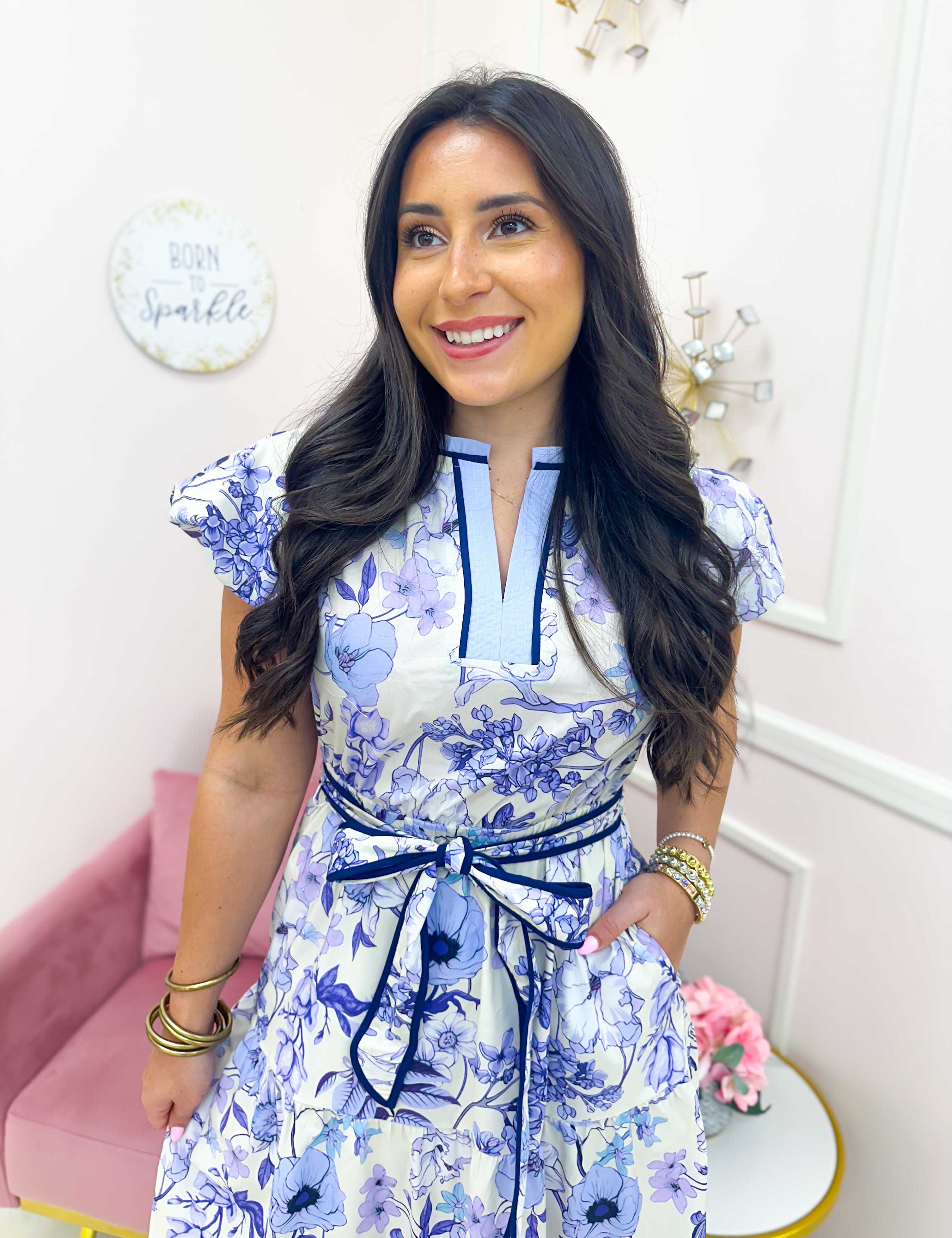 Blooming Belle Midi Dress -Blue