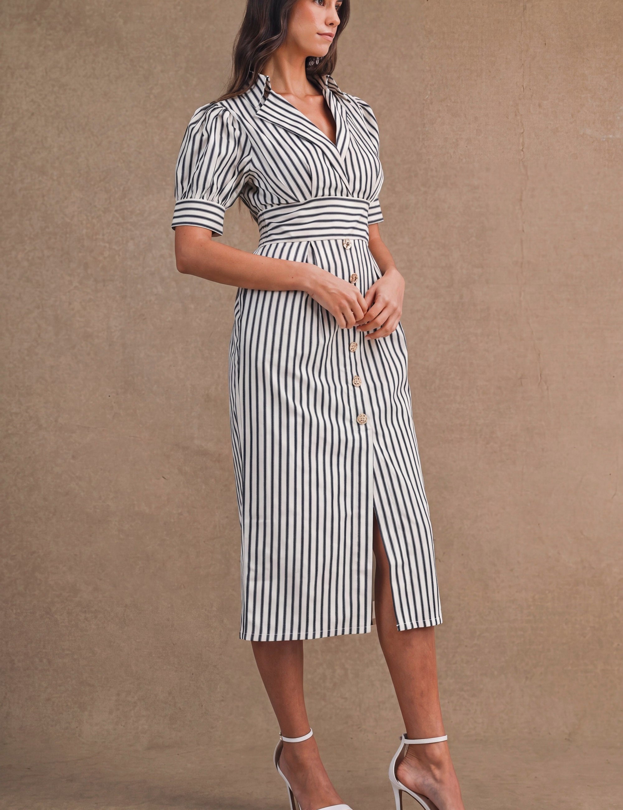 Isla Striped Midi Dress