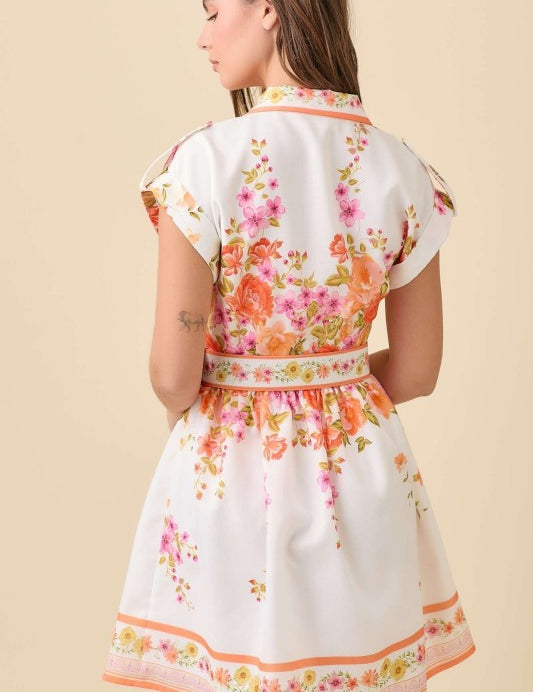 Fantasy Garden Mini Dress Orange