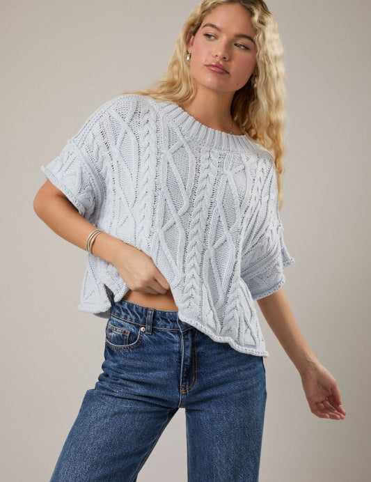 Calm & Collected Knit Top - Light Blue