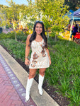 QOS Ivory Tiger On Tiger Print Knit Dress