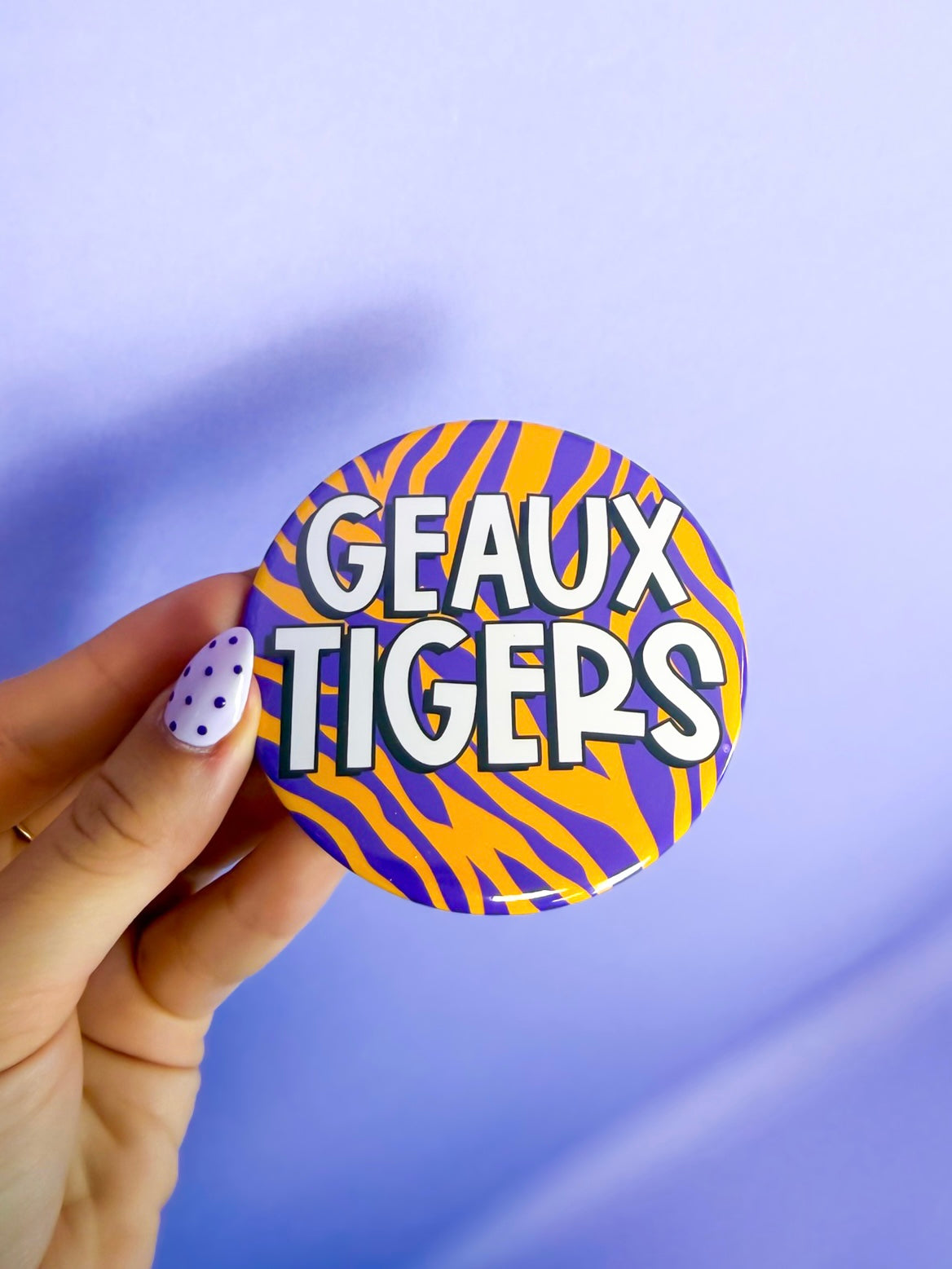 Geaux Tigers Zebra Button