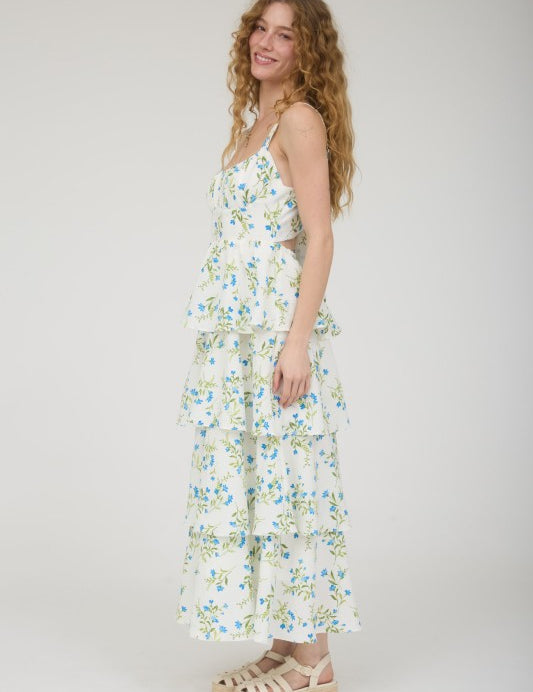 Garden Waltz Midi Dress - Blue