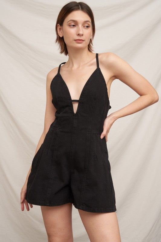 Blue Jean Baby Romper - Black