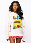 QOS Beige Multi Crayon And Doodle Sweatshirt