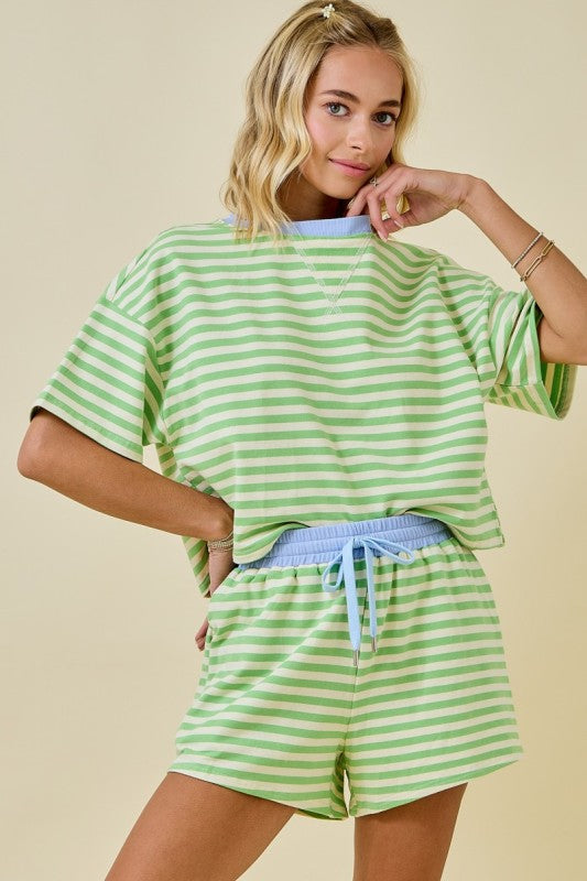 Weekend Stripes Set - Honeydew/Periwinkle