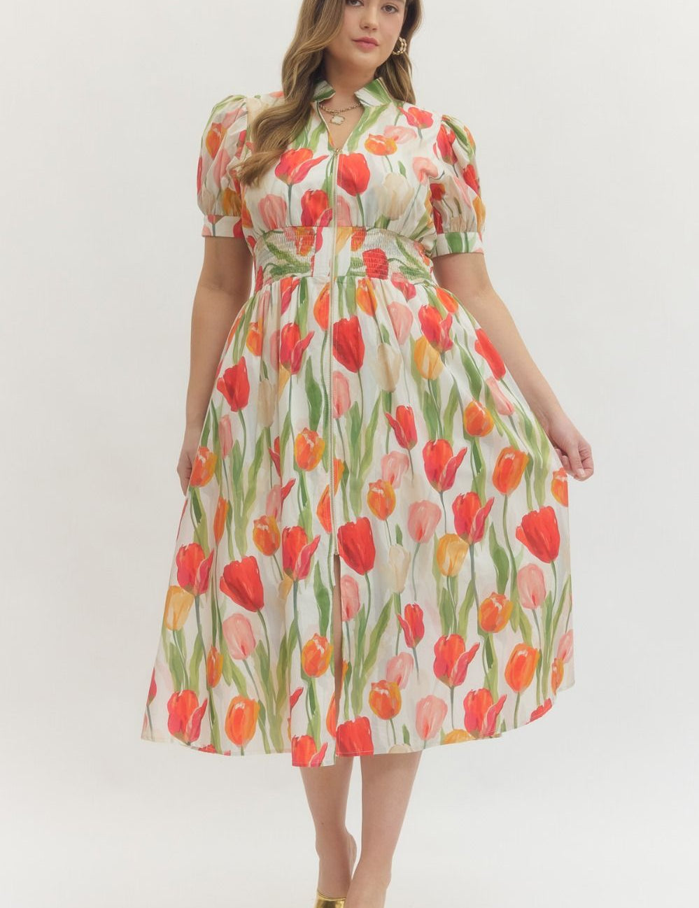 Tulip Fields Midi Dress - Plus