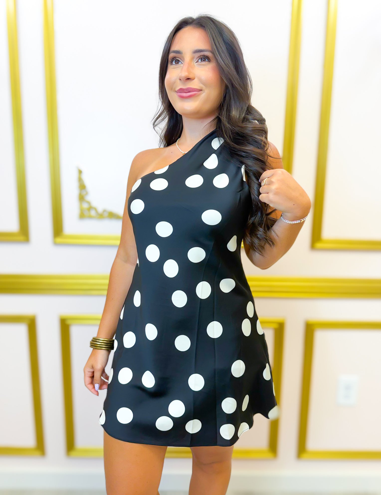 Spotted & Unbothered Mini Dress - Black