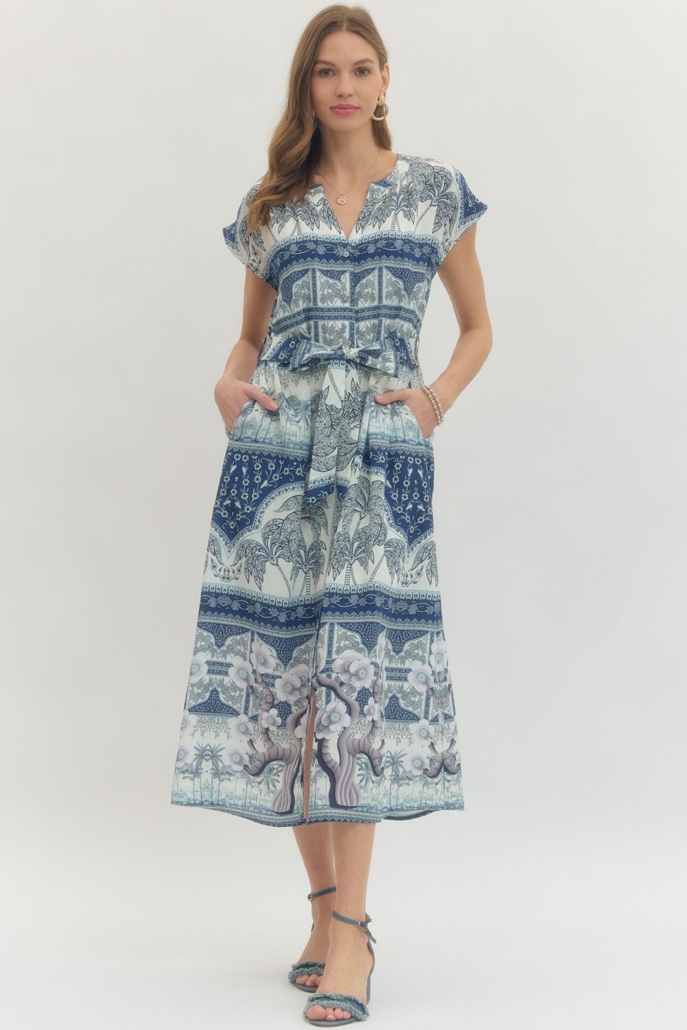 Blue Palms Midi Dress