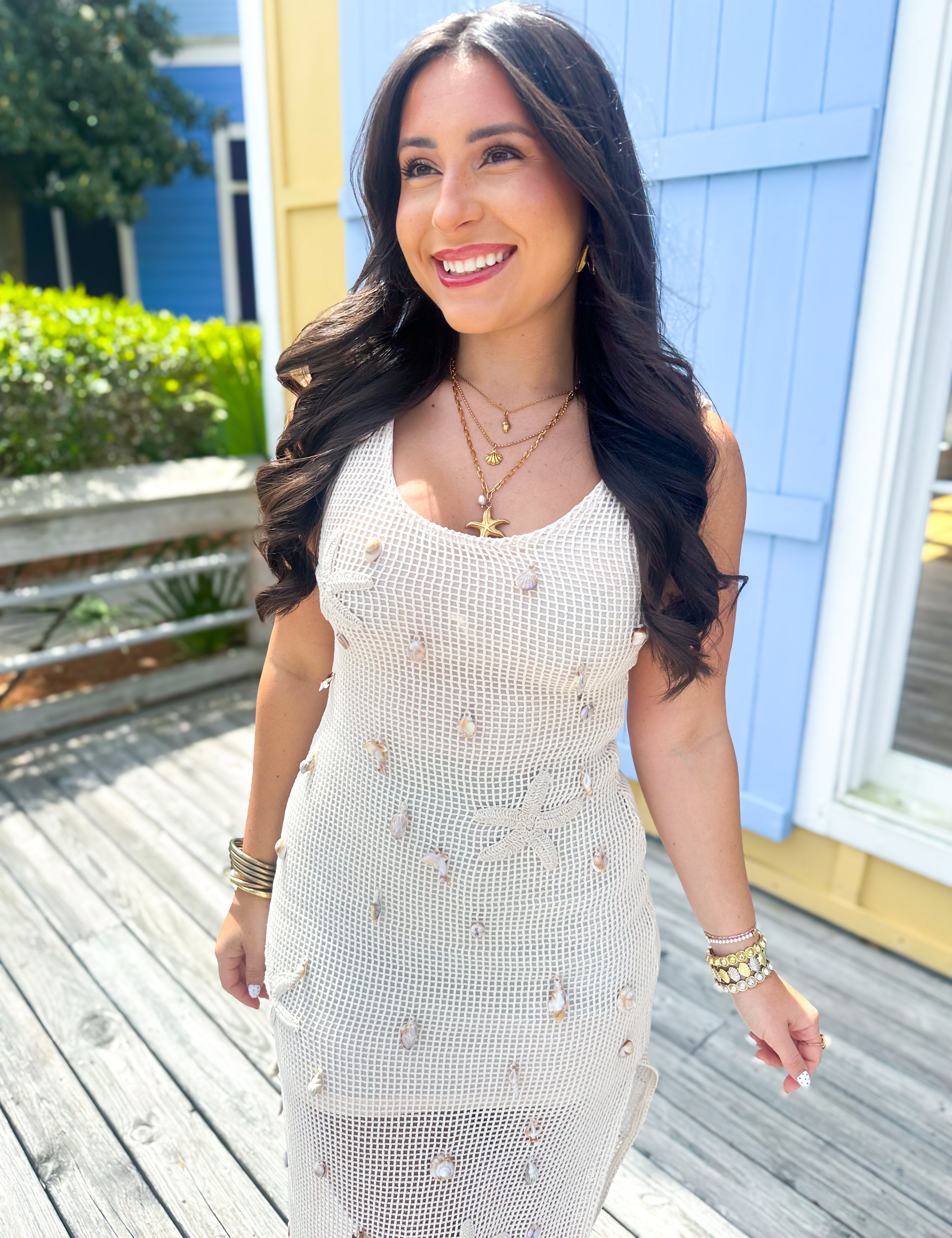 Coastal Crochet Midi Dress